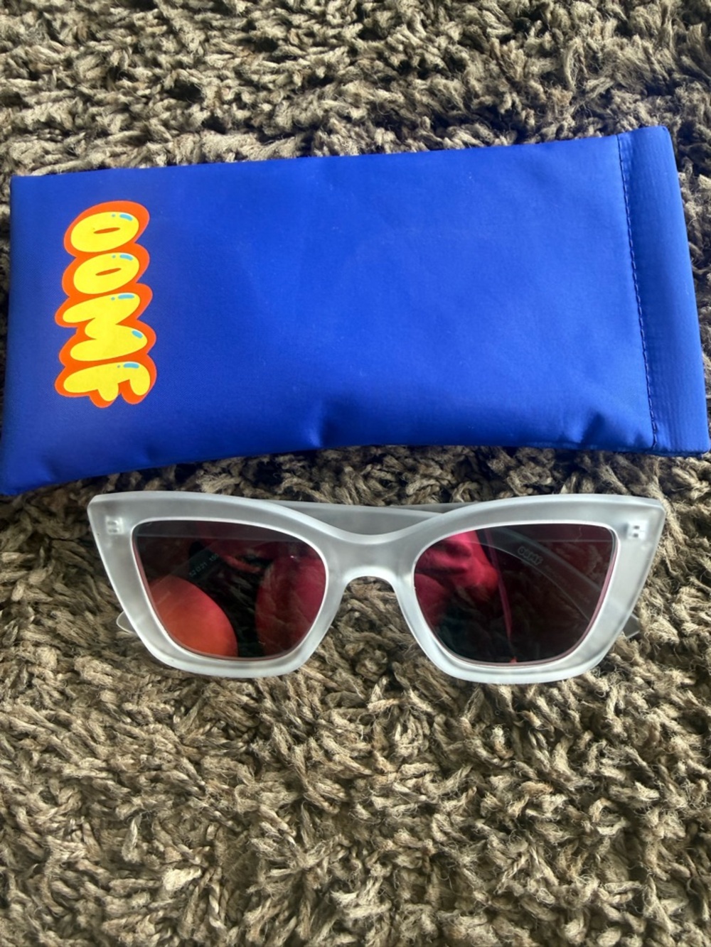 Frosted White Frame Sunglasses with Pink Lenses